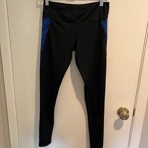 Zumba Vintage Black and Blue Workout leggings, Size Small
